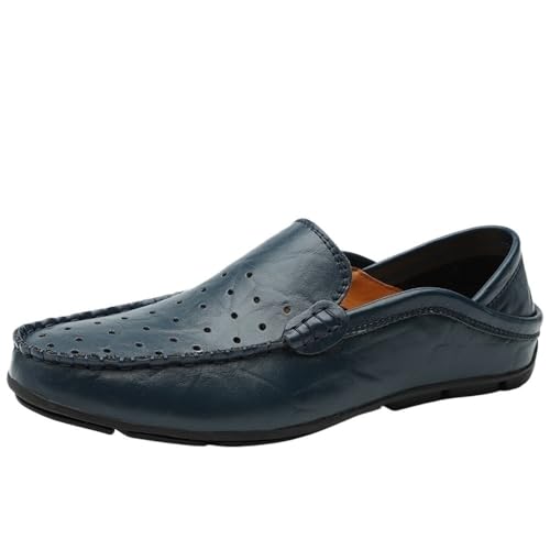 Mens Loafers Shoe Moccasins Breathable Simple Leather Comfortable Anti-Slip Slip Resistant Prom Slip-ons