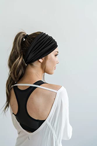 Terse 2 Packs Headbands For Women Boho Extra Wide 7’’ Black Head Bands African Knotted Non Slip Fashion Hair Band Stretch Yoga Workout Running Gym Hairbands Turban Bandana For Girls #TOP3