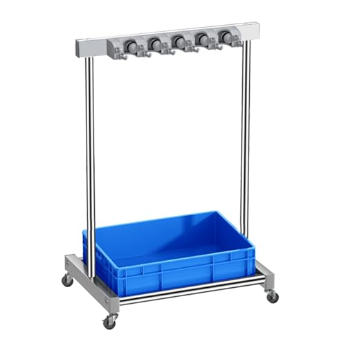 TRGCJGH Carro de limpieza profesional, con organizador de suministros de limpieza, Soporte de escoba móvil (67cm/26.3in,5 Slots and 12 Hooks, Blue)