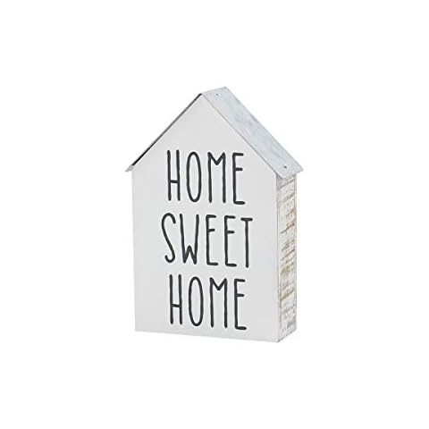 Collins Painting Rustic House Shaped Wood Block Sign - Cute Wooden Tabletop Decoration for Home Decor - Gift for Mom, Mothers Day (Home Sweet Home) Cover
