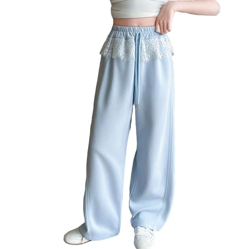 Girl's Elastic Waist Baggy Sweatpants Wide Leg Casual Loose Pants Active Joggers for Girls Size 4-12 Years
