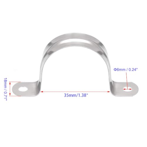 MACHSWON 35mm(1.4") Rigid Pipe Strap 2 Holes U Bracket Cable Clamp, 201 Stainless Steel Tension Tube Clip Conduit Clamp Hanger 25pcs - Image 2