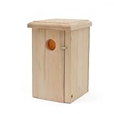 Wooden Sparrow Trap Birdhouse by Wildlife Control Supplies – Humane Decoy Nest House w/Spring-Loaded Trap Door – Safe & Effective Bird Trap for Commercial & Residential Use – Protect Your Feeders
