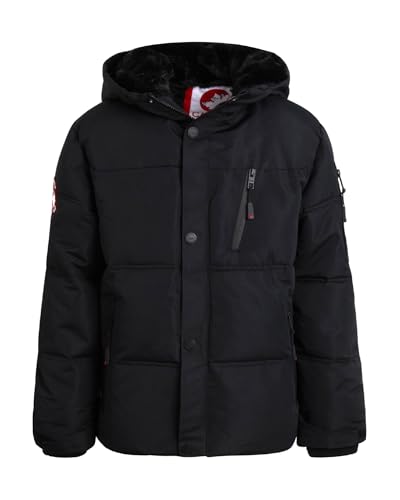 Image of CANADA WEATHER GEAR Boys' Puffer Jacket - Insulated Winter Nylon with Faux Fur Lining - Outerwear Ski Jackets for Boys (8-20)