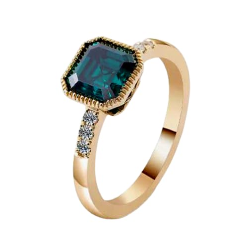 Bague de fiançailles moissanite émeraude carrée et ronde en argent plaqué or 14k