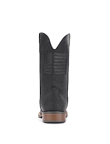 Image of IUV Cowboy Boots For Men Wide Western Boot Traditional American Flag Retro Square Toe Country Work Boots
