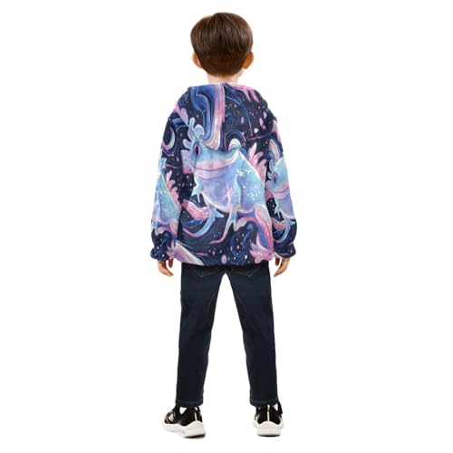 Starry Axolotl Dreamy Swirls Toddler Fleece Jacket Girl Boys Hooded Fleece Jacket Coat Warm Outwear Zip-up 3-10T4