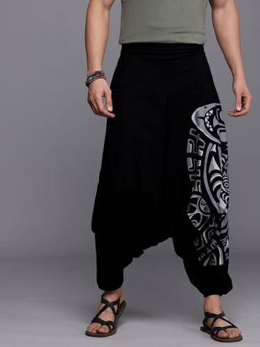 Image of The Veshti Company Printed Harem Pants for Men's Cotton Hippie Style Baggy Boho Yoga Pajama Pant with Pocket