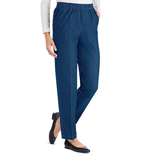 Collections Etc Ladies Elastic Waist Pull-On Woven Pants with Side Pockets