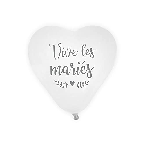 Lot de 8 Ballons Coeur - Vive les Mariés