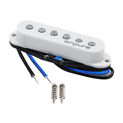 Oripure Vintage Alnico 5 Staggered Single Coil Pickups Guitar Middle Pickup White Cover #TOP1