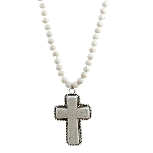 Collier Croix Occidentale Femme Argent 925 Pierre Bleue Semi-précieuse
