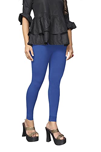 Image of Women's Cotton Skinny Leggings with Ankle Length Solid Pattern Mid Rise and Elastic Closure | Cotton Skinny Leggings for Womens