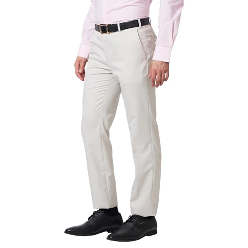 Image of Raymond Slim Fit Poly Viscose Blend Structure Pattern Flat Front Formal Trouser