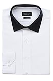 AZAR MAN Slim fit White Dress Shirt with Black Collar 15 Medium