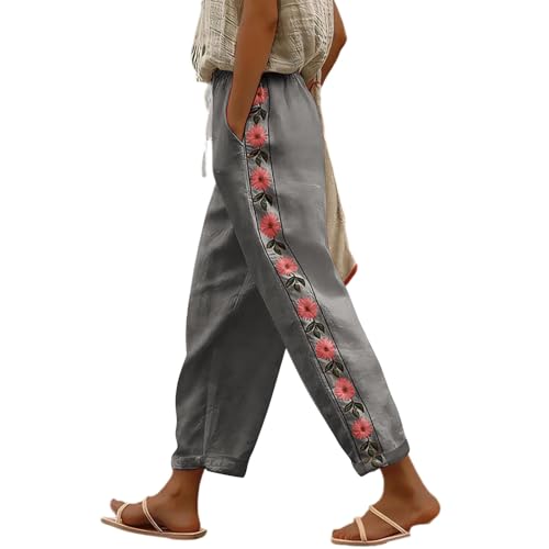 Pantalon de plage femme court et fluide en lin avec cordon