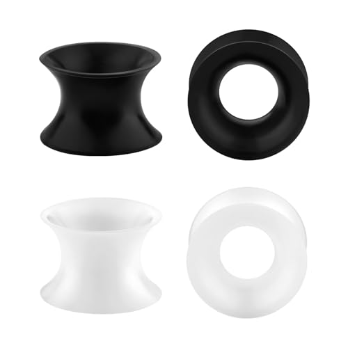 Longbeauty 2 Paare Extra Weiche Silikon Flesh Tunnel Plug Double Flared 3-25mm (Stil A, 10MM)