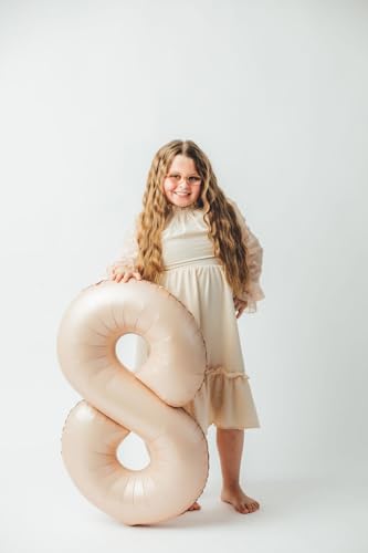 Image of Light Brown 8 Balloon, Tan Number Balloons 40 Inch, 8th Beige Birthday Decorations, Sandy Brown Birthday Balloons, Khaki Party Supplies, Number 8 Balloon