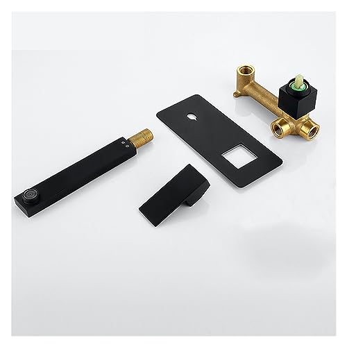 Mezclador de lavabo de pared en negro mate con latón de alta resistencia 8