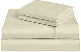 Olympic Queen Cotton Bed Sheets Set, 300-TC 100% Egyptian Cotton Sheets-4 Piece Sheet Set Fits Mattress Upto 15 Inch Deep Pocket Fitted Sheet-66 x 80 Size (Ivory Solid, Olympic Queen Sheet for Bed