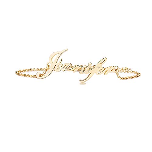 MANZHEN Custom Name Bracelet Personalized Women Bracelet Customize Initial Link Bracelet Made Any Name (Gold)