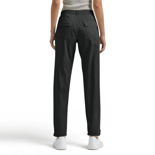 Pants for Women Wide Leg Elastic High Waist Loose Comfy Trousers 2025 Solid Color Casual Work Clothes with Pockets3