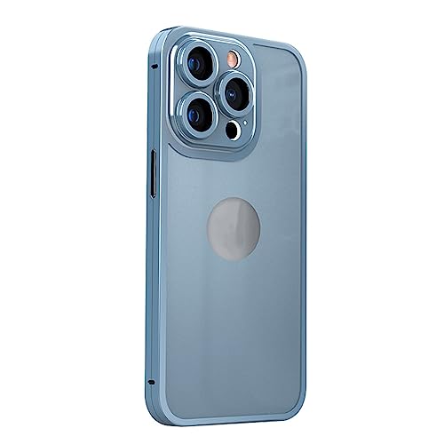 Housse armure iPhone 13 Pro intégrale 360 en alliage métallique bleu