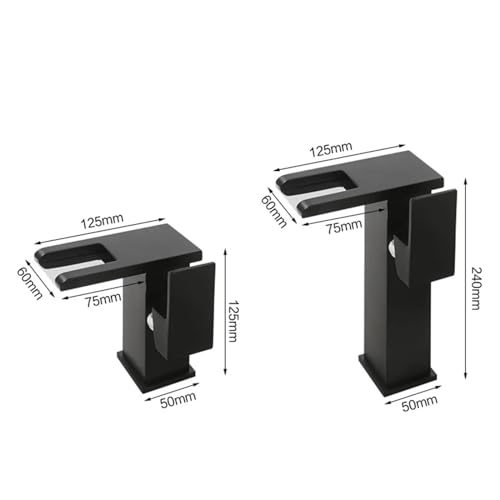 Mitigeur de salle de bains cascade LED noir mat monotrou poignée unique