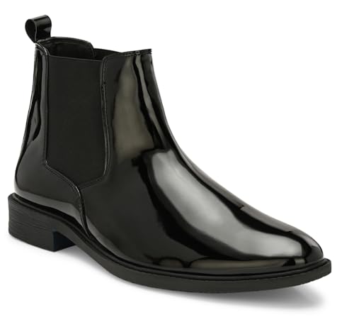 Image of AFROJACK Men's Chelsea Boots | High Ankle Slip On Synthetic Patent