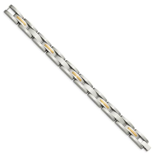 The Black Bow Men's Stainless Steel & 14k Yellow Gold Inlay Link Bracelet, 8 Inch2