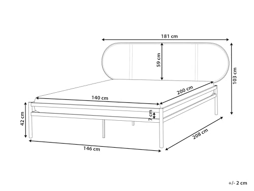 Beliani Metallbett schwarz mit Lattenrost 140x200 cm Wiener-Geflecht Kopfteil Boulin – Bild 4