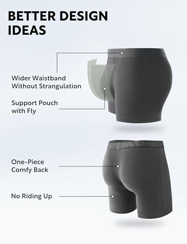 DAVID ARCHY Men's Breathable Boxer Briefs Bamboo Rayon Soft Underwear with Fly in 4 Pack