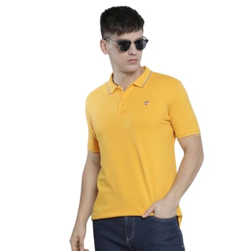 Image of The Indian Garage Co Men Slim Fit Solid Polo Neck Half Sleeves Tshirt