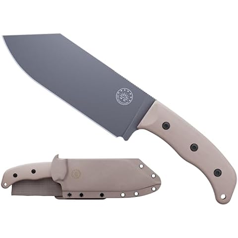 Off-Grid Knives - Grizzly V2 Chef Knife with Sandvik 14C28N Stainless Steel, Kydex Sheath and Belt Clip, G10 Scales, Lanyard Opening, Camping, BBQ & Home Kitchen Use (Coyote) Cover
