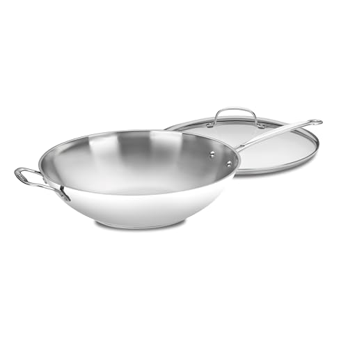 Cuisinart 14-Inch Stir-Fry Pan, Helper Handle and Glass Cover, Chef's Classic Stainless Steel, 726-38H