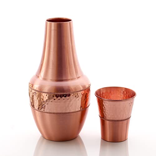 2activelife Pure Copper Bedside Carafes, Flask With Tumbler For Ayurveda Health Benefits - Capacity - 1.4 Lt (47.3 US Fluid Ounce)