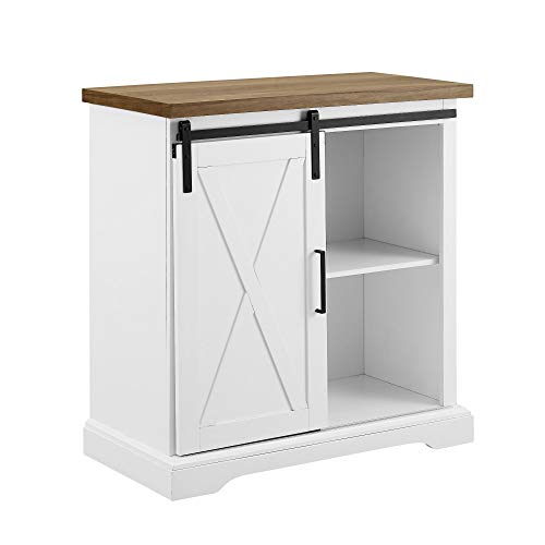 Walker Edison Abbey Modern Farmhouse Sliding X Barn Door Accent Console, 32 Inch, White #TOP2
