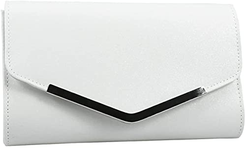 QGSH Abend Tasche Handtasche Hochzeit Party Umhängetaschen Clutch Tasche Geldbörse Einfache Kette Tasche für Frauen Damen Weiß Cover