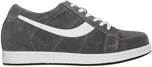 TOTO Men's Invisible Height Increasing Elevator Shoes - Gray Lace-up Suede Leather Sneakers - 2.8 Inches Taller - A1911 - Size 9 D(M) US | Image 1