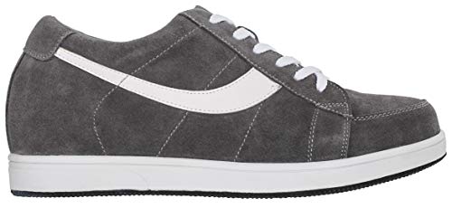 TOTO Men's Invisible Height Increasing Elevator Shoes - Gray Lace-up Suede Leather Sneakers - 2.8 Inches Taller - A1911 - Size 9 D(M) US2