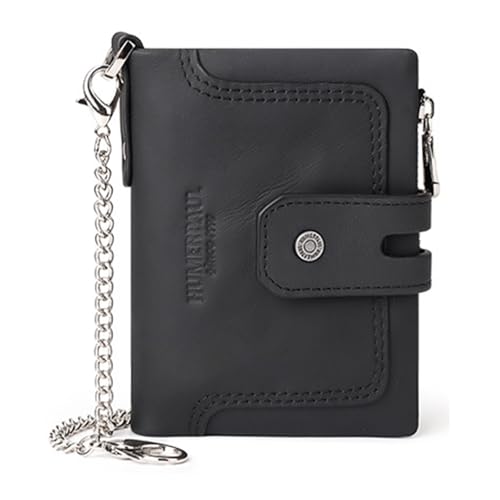 Portefeuille homme trois volets Morain noir avec chaîne le cadeau idéal pour homme moderne