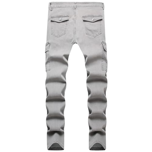 Skinny Cargo Jeans Men's Casual Stylish Straight Slim Fit Jeans Young Hiphop Ripped Hole Destroyed Denim Pants3