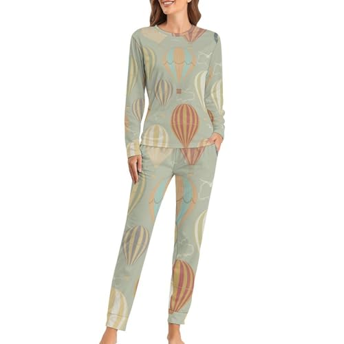 Pyjama femme ensemble manches longues sleepwear pantalon coton imprimé