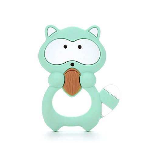 Image of Lofca Silicone Raccoon Teether Pendant BPA Free Teething Toys Baby Teether Teething Accessory … Mint