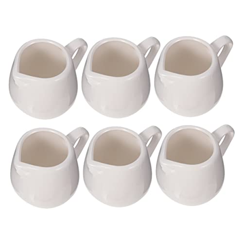 6Pcs Ceramic Milk Jugs with Handle Sauce Storage Containers for Daily Use Smooth Surface for Easy Cleaning and for Sauces