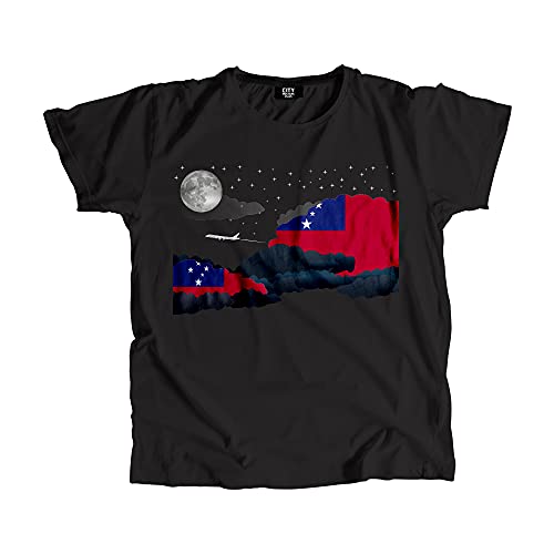 T-shirt Samoa Night Clouds pour homme et femme en coton noir