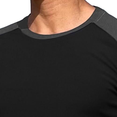 Mens Raglan Sleeve Summer T-Shirts Classic Basic Muscle Short-Sleeve Casual Slim Fit Color Block T Shirts (Black,Medium)4