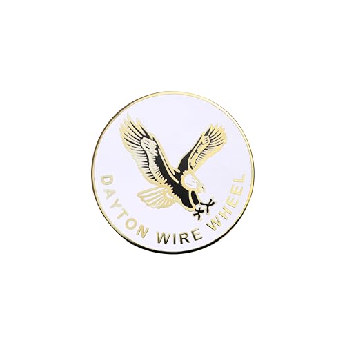 Image of Zenith Eagle Gold & White Metal Wheel Chip Emblem (Single) | 24K Triple Gold Plated Solid Metal Wheel Chip Emblem, 2.25 inch | for Lowriders with Cut or Recessed Knock Off Spinner Caps