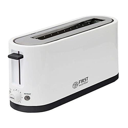 TZS First Austria Toaster, weiß, 7 Stufen, Warmhalte- und Auftaufunktion, inkl. Krümelschale
