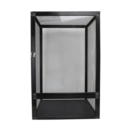 Sharplace Reptilienkäfig, Terrarium-Belüftung mit Vordertür, Mehrzweck-stabiles Haustiergehege, 360°-Beobachtung für Frosch und Bartagam, Schwarz